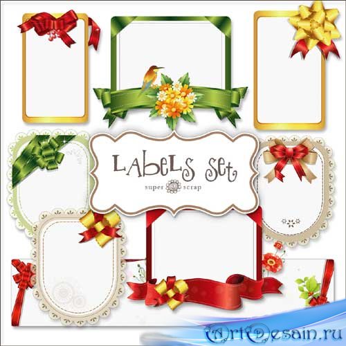 - -  . Scrap - Ribbons Labels Set