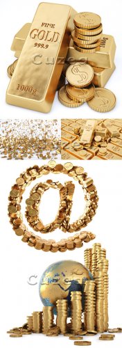 Stock photo -       / Gold money on white background