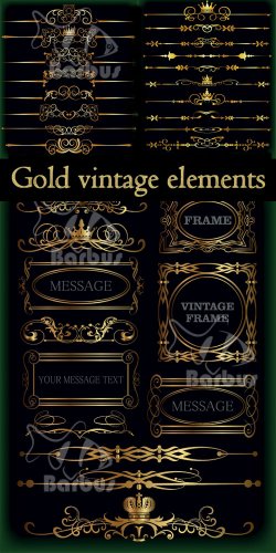 Gold vintage design elements vector /    