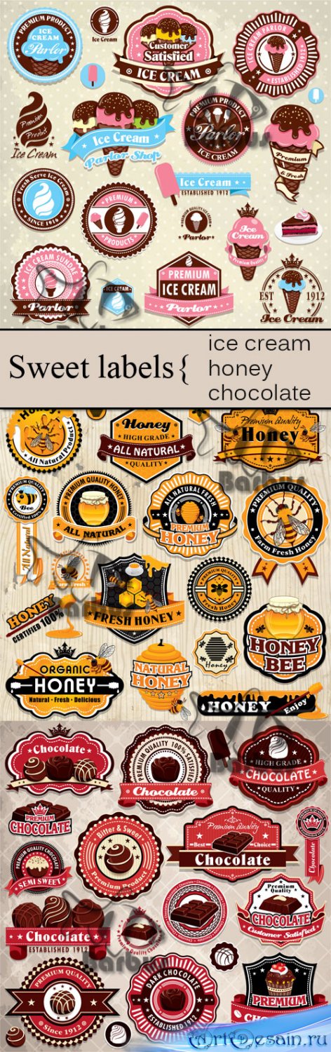 Sweet labels - ice cream, honey and chocolate /   - ,   