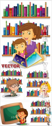    / Children and books - vector clipart