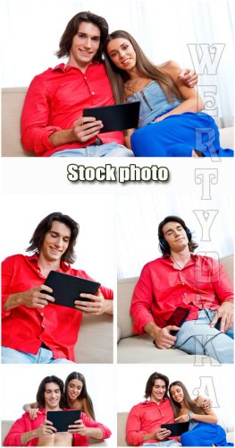    / Couple with tablet - Raster clipart