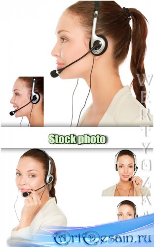   call- / Girl operator call-center - Raster clipart