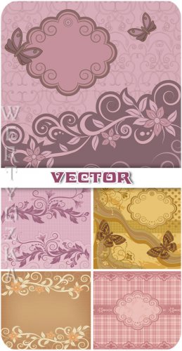        / Vintage vector background with flowers and ornaments