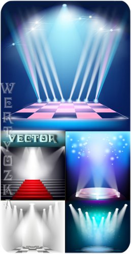   ,  / Scene with spotlights, podium - vector