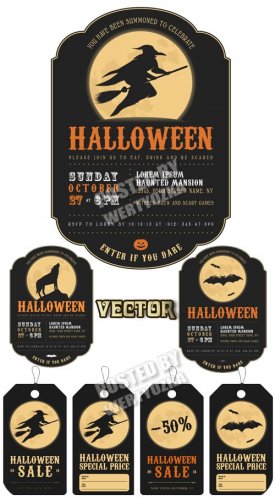 ,   / Halloween, discount cards - Stock Vector