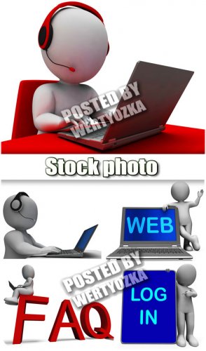 3D      / 3D people with a laptop and a tablet - stock photos