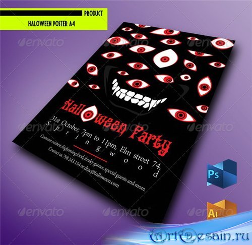 GraphicRiver - Halloween Flyer - Horror Vector Eyes