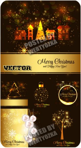        / Gold christmas vector elements