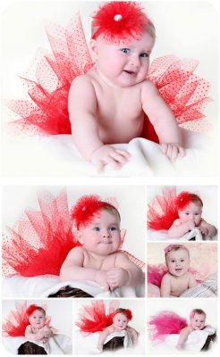      / Little girl in a red skirt - Stock photo