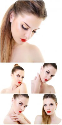      / Beautiful girl with red lipstick - Sto ...