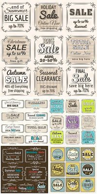 ,      / Sale, vector labels in v ...